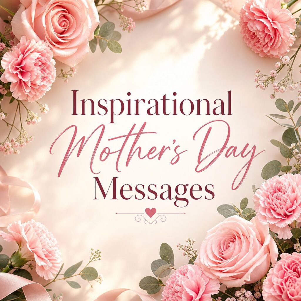 Elegant Mother's Day floral background with pink roses and carnations for inspirational messages.