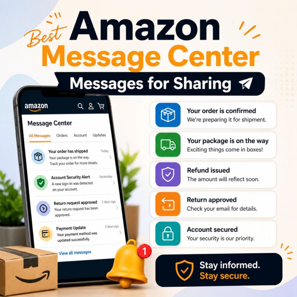Best Amazon Message Center messages for sharing with order updates, security alerts, and delivery notifications