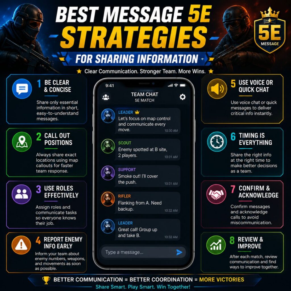 Best Message 5e strategies for sharing information with team communication, coordination, and tactical gameplay tips