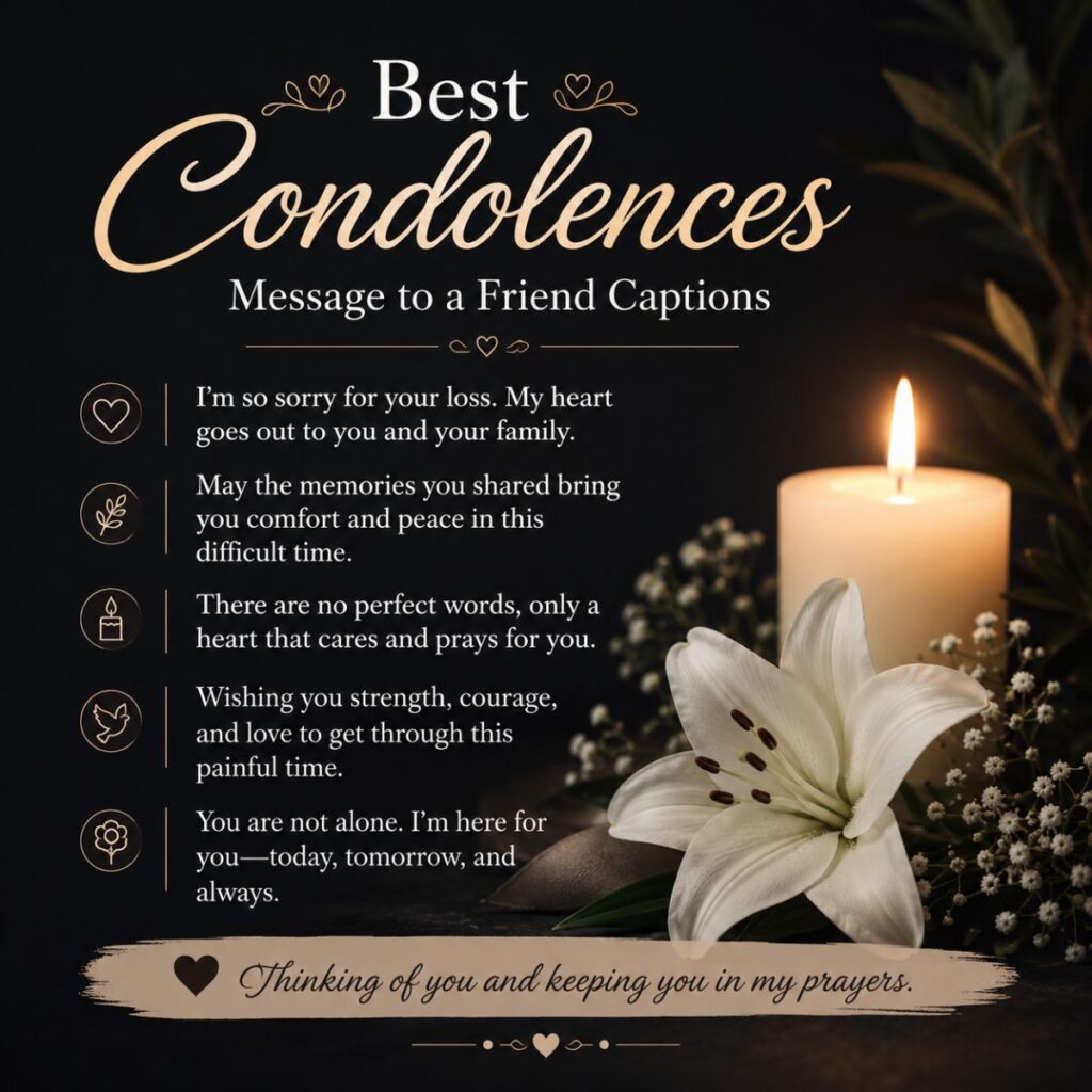 <!-- wp:image {"id":1476,"sizeSlug":"large","linkDestination":"none"} -->
<figure class="wp-block-image size-large"><img src="https://messagesfy.com/wp-content/uploads/2026/07/best-condolences-message-to-a-friend-captions-1024x1024.jpg" alt="" class="wp-image-1476"/></figure>
<!-- /wp:image -->