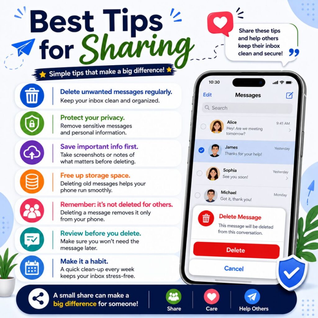 Best tips for sharing how to delete a text message with privacy, storage, and inbox organization advice