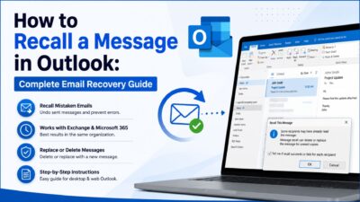 How to Recall a Message in Outlook complete email recovery guide showing Outlook inbox, sent emails, and message recall feature