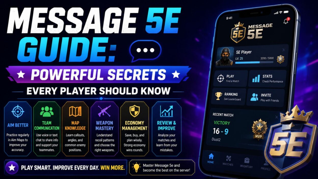 Message 5e guide showing powerful player tips, strategy secrets, communication skills, and gameplay improvement methods