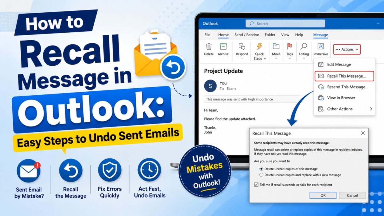 How to recall message in Outlook with easy steps to undo a sent email using the Recall This Message feature