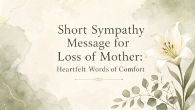 Sympathy message for loss of mother with a white lily on a peaceful watercolor background.