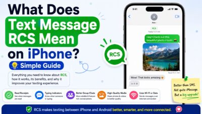 What does text message RCS mean on iPhone infographic explaining RCS features, benefits, and messaging differences