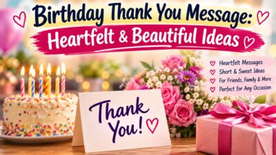 Birthday thank you message with heartfelt and beautiful ideas, cake, flowers, and gift