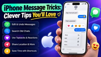iPhone message tricks with smart texting tips, message editing, reactions, search, location sharing, and shortcuts