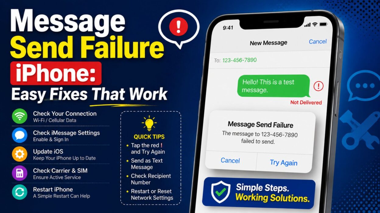 Message send failure iPhone with Not Delivered alert and easy troubleshooting fixes