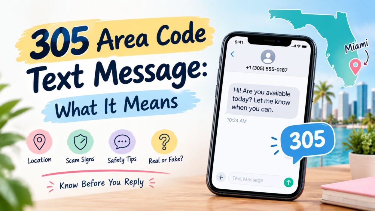 305 area code text message explained with Miami location, scam signs, safety tips, and phone messaging example