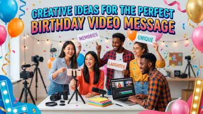 Friends collaborating around a desk with camera gear planning a birthday video message