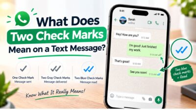 Two check marks on a text message showing that the message was delivered or read